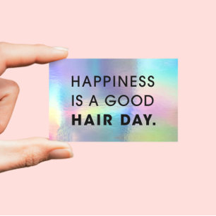 Hair Stylist Modern Typography Rainbow Foil  Business Card