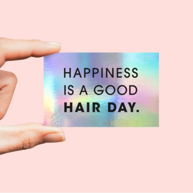 Hair Stylist Modern Typography Rainbow Foil  Business Card (Creator Uploaded)