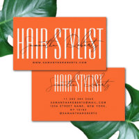 Hair stylist modern typography script neon orange