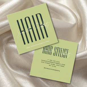 Hair stylist modern typography script pearl pink square business card