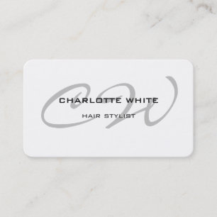 Hair Stylist Monogram Minimalist Modern White Business Card