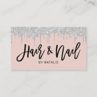 Hair Stylist Nail Salon Silve Drips Blush Pink