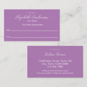 Hair Stylist Name Lavender Your Next Appointment Card