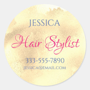 Hair Stylist Occupation Personalise Name Cell Gold Classic Round Sticker