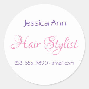Hair Stylist Occupation Personalise Pink & Purple Classic Round Sticker