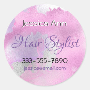 Hair Stylist Occupation Personalise Purple Classic Round Sticker