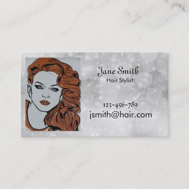 Hair stylist or Hairdresser stylish silver Business Card (Front)