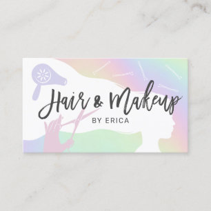 Hair Stylist Pastel Holographic Salon Appointment Card