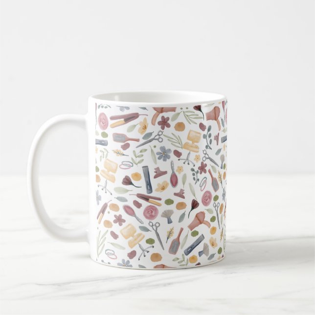 Hair Stylist | Pattern | Watercolor Coffee Mug (Left)