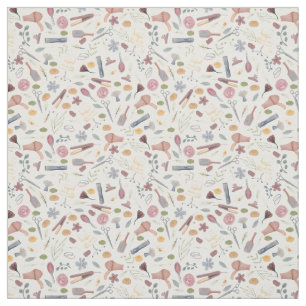 Hair Stylist Pattern Watercolor Fabric
