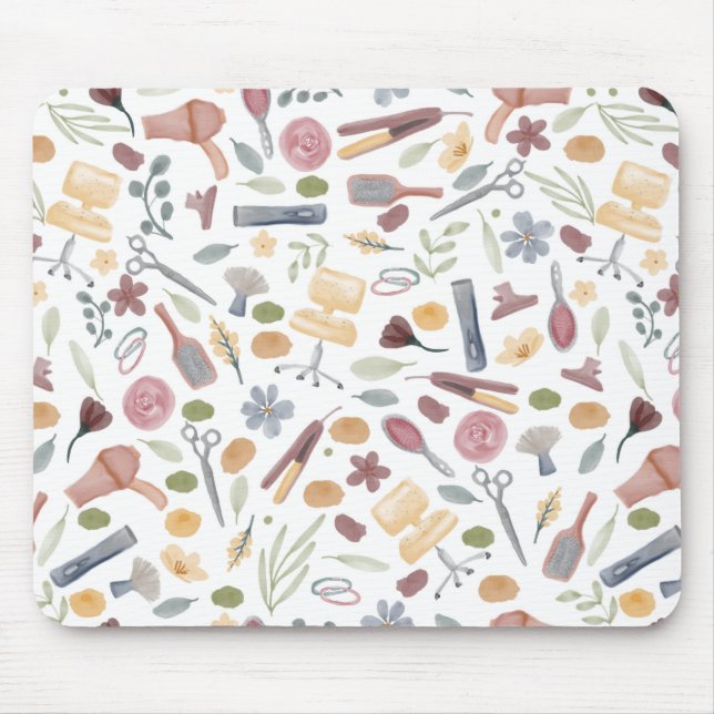 Hair Stylist | Pattern | Watercolor Mouse Mat (Front)