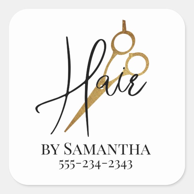 Hair Stylist Personalised Hairdresser Salon Square Sticker (Front)