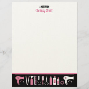 Hair stylist Personalized Pink & Black Hairdresser Custom Letterhead