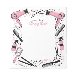 Hair stylist Personalized Pink Stars & Sparkles Notepad