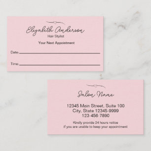 Hair Stylist Pink and Black Name Script Your Next Appointment Card