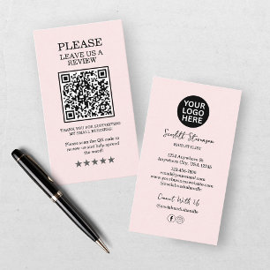 Hair Stylist Pink Blush Leave A Review Business  Card