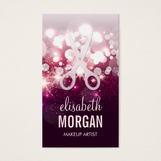 Hair Stylist Pink Glitter Sparkle Photos Business Card
