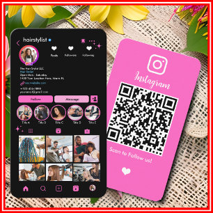 Hair Stylist Pink Instagram [LONG BIO] Business Card