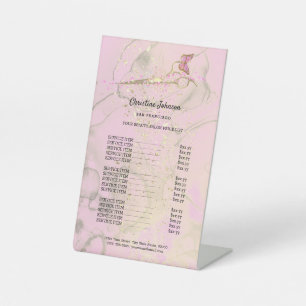 hair stylist pink price list pedestal sign
