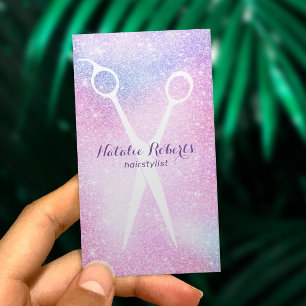 Hair Stylist Pink Purple Ombre Glitter Appointment Card