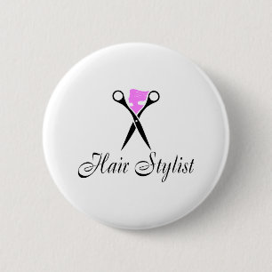 Hair Stylist (Pink/Scissors) 6 Cm Round Badge