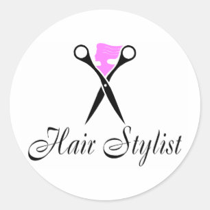 Hair Stylist (Pink/Scissors) Classic Round Sticker