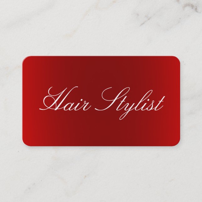 Hair Stylist Plain Clean Red White Professional Business Card (Front)