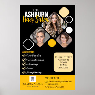Hair Stylist Poster Custom Design in Black yellow