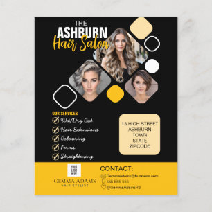 Hair Stylist Poster Custom Design in Black yellow Flyer
