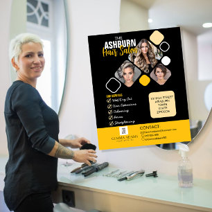 Hair Stylist Poster Custom Design in Black yellow Flyer