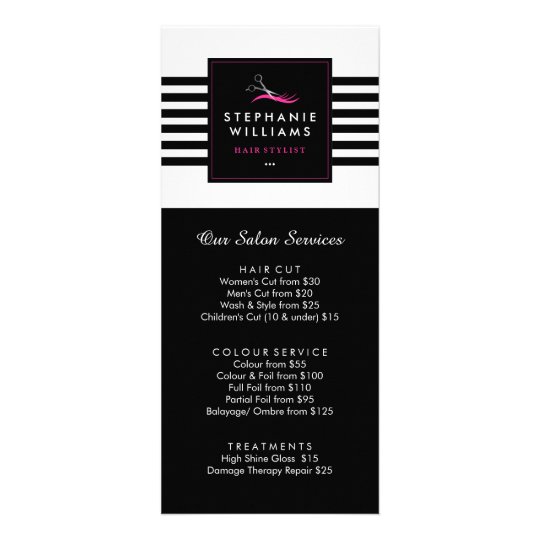 Hair Stylist Price List And Service Menu Zazzle Co Uk