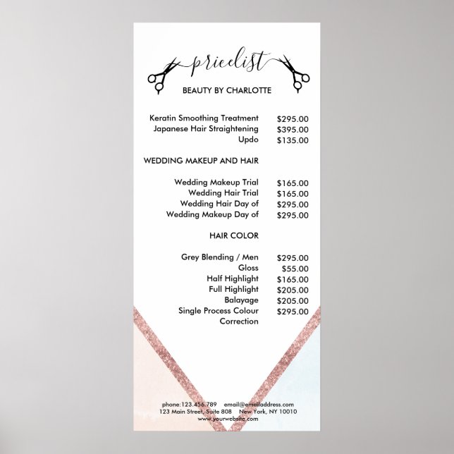 Hair Stylist Pricelist Poster (Front)