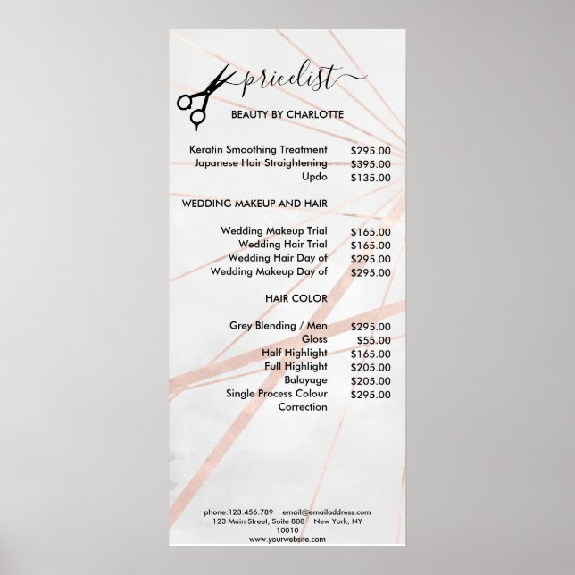 Hair Stylist Pricelist Poster (Front)