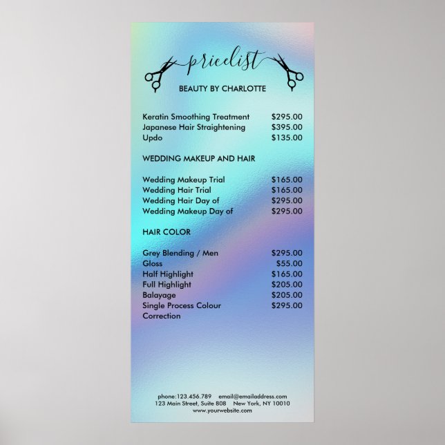 Hair Stylist Pricelist Poster (Front)