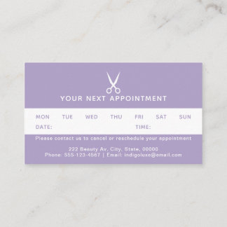 Hair Stylist Purple Scissors Appointment Card