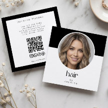 Hair Stylist QR Code Photo Black White Square