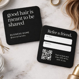 Hair Stylist Refer a Friend Card Black