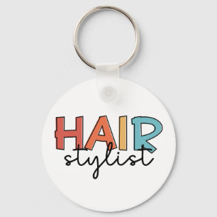Hair Stylist Retro Hairdresser Gift Key Ring