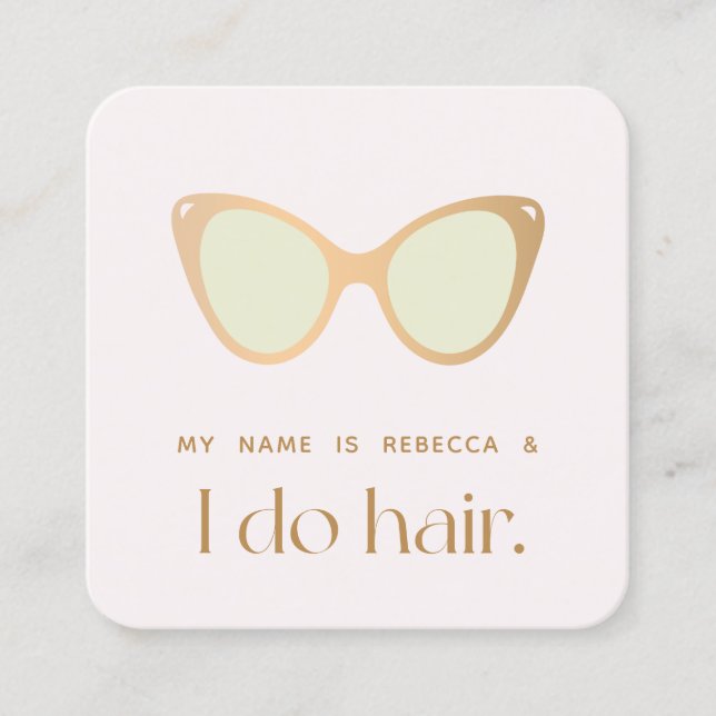 Hair Stylist Retro Sunglasses Square Square Busine Square Business Card (Front)
