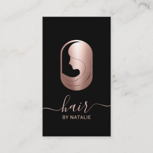 Hair Stylist Rose Gold Beauty Logo Typography Business Card
