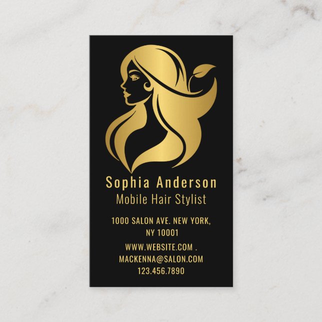 Hair Stylist Rose Gold Calligraphy Beauty Salon Business Card (Front)