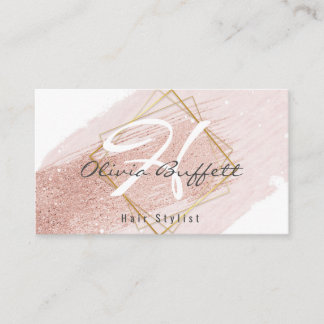 Hair Stylist Rose Gold Glitter Drips Beauty Salon Business Card