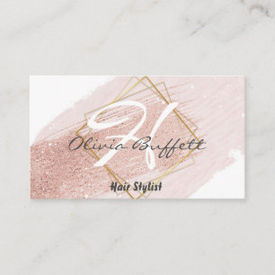 Hair Stylist Rose Gold Glitter Drips Beauty Salon Business Card