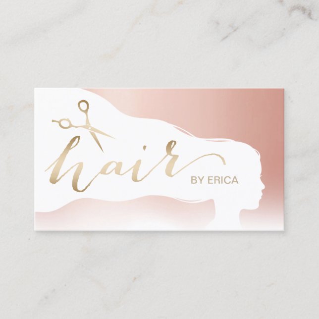 Hair Stylist Rose Gold Pastel Salon Appointment Card (Front)