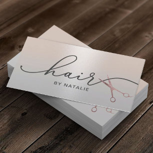 Hair Stylist Rose Gold Scissor Classy Silver Salon Business Card