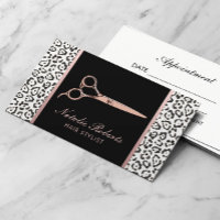 Hair Stylist Rose Gold Scissor Leopard Print