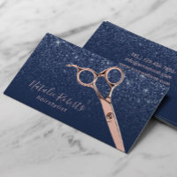 Hair Stylist Rose Gold Scissor Navy Glitter Salon