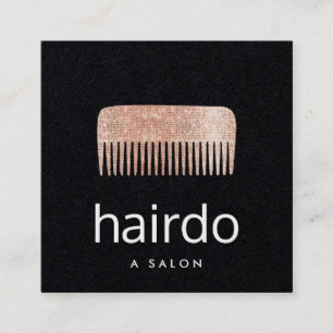 Hair Stylist Rose Gold Sequin Comb  Square Business Card