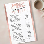 Hair Stylist Rose Gold Services Price list<br><div class="desc">This design may be personalised in the area provided by changing the photo and/or text. Or it can be customised by clicking Personalise this Template and then choosing the click to customise further option and delete or change the colour of the background, add text, change the text colour or style,...</div>
