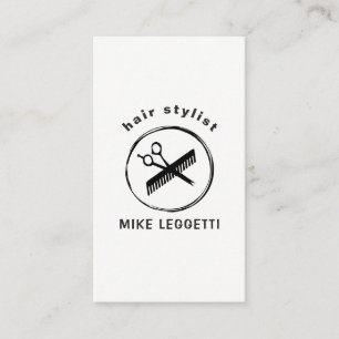 Hair Stylist Round Logo with Shears and comb Business Card